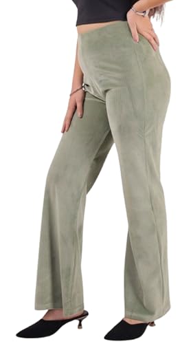 Image of Pink Shell Women's High Waist Bell Bottom Pants in Velvet