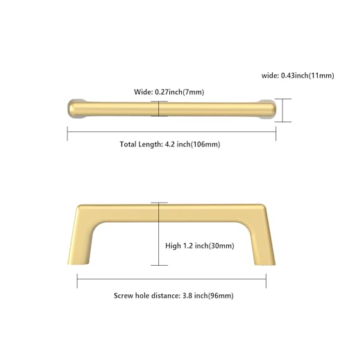 Image of Asidrama 10 Pack 3.75 Inch(96mm) Gold Cabinet Pulls Cabinet Handles Cupboard Handles Kitchen Cabinet Hardware for Cupboard Drawer Pulls