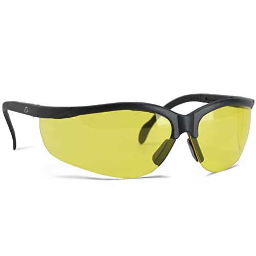 Walker's Sport High-Grade Polycarbonate Lenses Half Frame Soft Rubber Nose Piece Adjustable Safety Shooting Glasses, Yellow