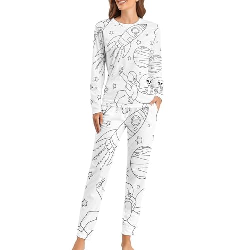 Ensemble de pyjama femme t-shirt manches longues et pantalon pour nuit cocooning