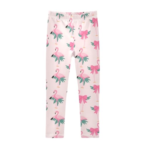 Pink Bow Flamingo Girls Leggings Soft Stretch Workout Yoga Dance Pants for Kids Casual Tights