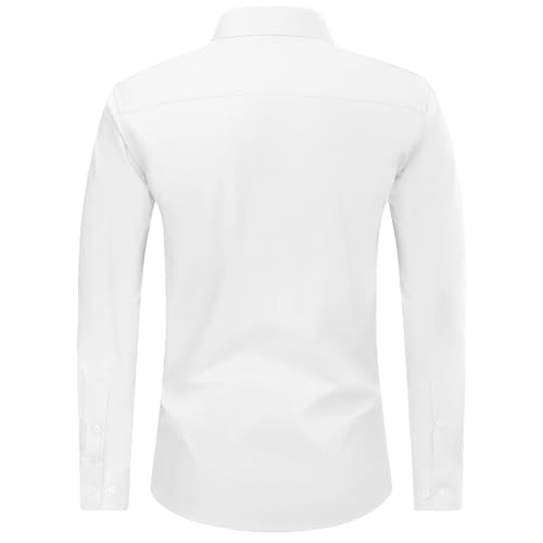 Mens Dress Shirt Long Sleeve Stain Shield Solid Stretch Button Down Shirts Business Date Casual Shirts3