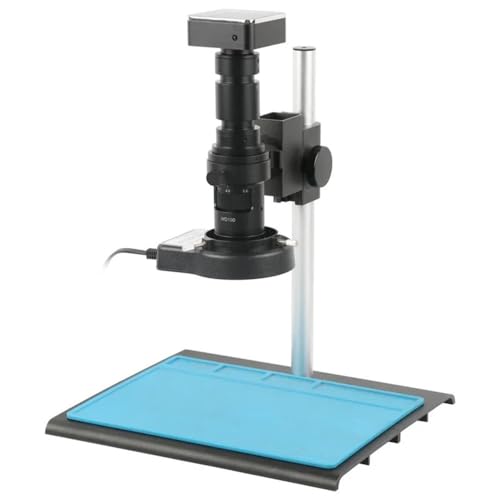 ラボ用顕微鏡アクセサリー 48MP 4K 2K デジタル HDMI USB 顕微鏡 タッチパネル カメラ 180X 200X 300X 500X C マウント レンズ LED ライト 電話修理はんだ付け用(Blue,500X)