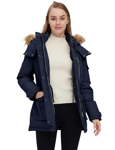 wantdo Women's Quilted Winter Coat Warm Puffer Jacket Thicken Parka with Removable Hood4