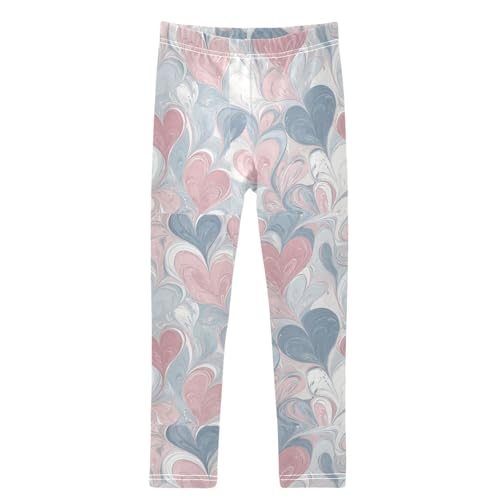 Boccsty Hearts Rose Pink Lightblue Girls Leggings Kids Yoga Pants Dance Active Tights 4T