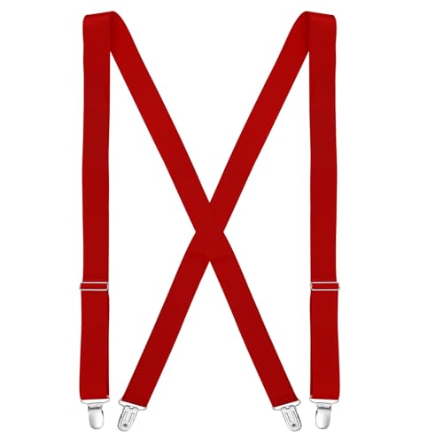 Sintege Hidden Womens Suspender for Pants Under Clothes 1 Width Thin X-Back Ladies Suspenders for Female Jeans Undergarment(Red 1 x 43.3 Inch)