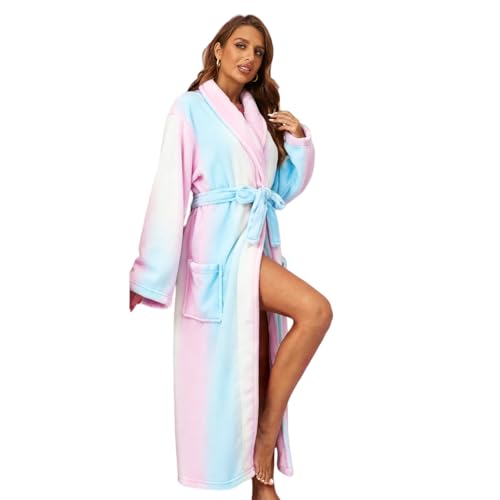 Image of RONGTAI Womens Bathrobe Ladies Fleece Plush Warm Long Robes Fleece Nightgown Sleepwear