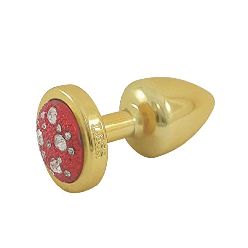 Plug P Com Formato Cônico E Detalhes De Jóias Cravejado 5,4x2,6 Cm Dourado Com Pedra Vermelha Hard L