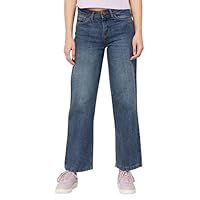 5-Pocket high-Rise Wide Leg Jeans, Clean Look, Light Fade, has a Button and Zip Closure, and Waistband with Belt Loops|Blue|32