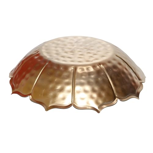 Image of Metal Taj Urli Bowl for Pooja (25x25x6.5) cm Golden Lotus Flower Style Diya Candle Holder for Home Living Room Office Decoration