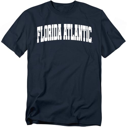 Florida Atlantic University School Name Arch Unisex Adult T, Navy, 2XL