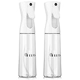HEETA 2 Pack Ultra Fine Mist Spray Bottle, Continuous Sprayer for Hair, Refillable Containers Water Mister for Essential Oils, Hairstyling, Facial Beauty, Cleaning, Watering (10.6OZ, White & White)