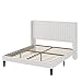 Allewie Full Size Velvet Bed Frame/Vertical Channel Tufted Wingback Headboard/Upholstered Platform Bed/Strong Wooden Slats/No Box Spring Needed/Easy Assembly/White