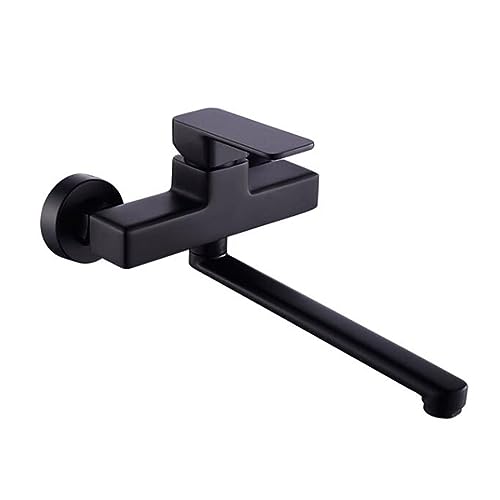 Robinet mural noir rotatif en laiton 25 cm pour éliminer l'encombrement du plan de travail