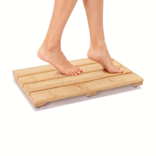 Small Bamboo Bath Mat for Compact Spaces