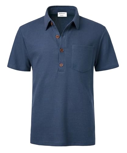 【Design elegante】 Le nostre polo alla moda a maniche corte con abbottonatura a 3 bottoni per la vestibilità regolare, interno in tinta unita per un'unicità extra, un'eccellente fattura porta semplice, pulito e generoso.