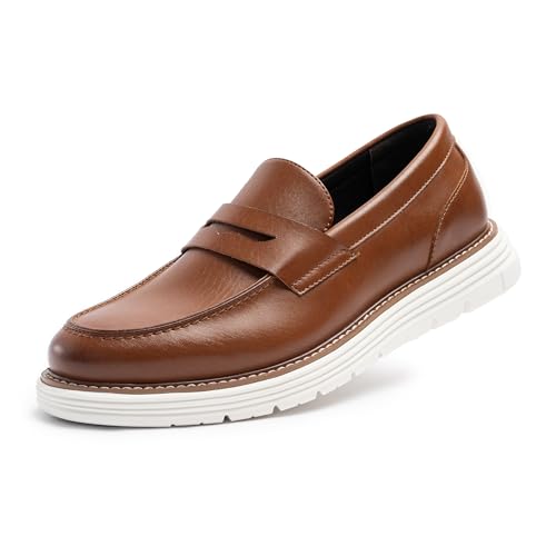 Penny Loafers for Men, Casual Mens Loafers, Slip On Dress Sneakers Men Shoes, PU Leather Shoes, Round Toe, Non Slip Rubber