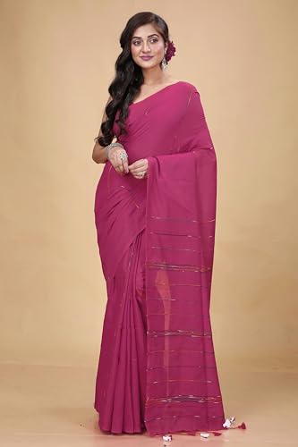 Image of Women's Traditional Bengal Handloom Soft Cotton Khesh Saree