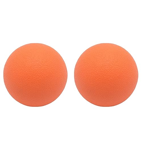 Hard Lacrosse Ball Massage Ball Therapy. Firm Trigger Point Massager Tool for Deep Tissue Yoga Physiotherapy Myofascial Release Muscle Relax Plantar Fasciitis Pain Relief (2 Pack) (Orange)