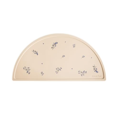 Image of mushie Silicone Placemat for Kids | BPA-Free Non-Slip Design (Lilac Flowers)