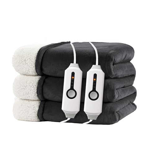 RALYSUN Electric Heated Blanket King Size 90'x100' - Dual-Sided with Microplush & Sherpa Fabric, 4...