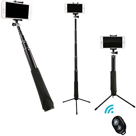 ZIZON Selfie Stick Bluetooth,Extendable Selfie Stick with Tripod Stand, Built-in Remote Shutter, Foldable Mount Clamp for iPhone/Android Smartphones and Action Camera (Black)