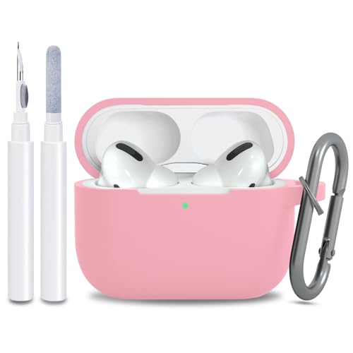 Image of for AirPods Pro 2nd 1st Generation Case Cover with Keychain, Protective Soft Silicone Skin Accessories for Apple AirPods Pro Charging Case 2022 /2019, Front LED Visible, Pink