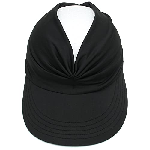 Muryobao Womens Sun Visor Hat Wide Brim Summer Upf 50+ Uv Protection Beach Sport Cap Black #TOP3
