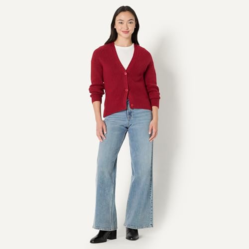 Image of Amazon Essentials Women's Soft Touch Ribbed Blouson V-Neck Cardigan Sweater