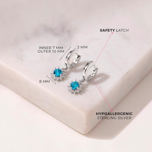 925 Sterling Silver Cubic Zirconia Dangle Hoop Flower Earrings for Girls & Teens - Sparkling CZ Floral Jewelry for Nature Loving Little Girls - Adorable Flower Dangle Earrings4