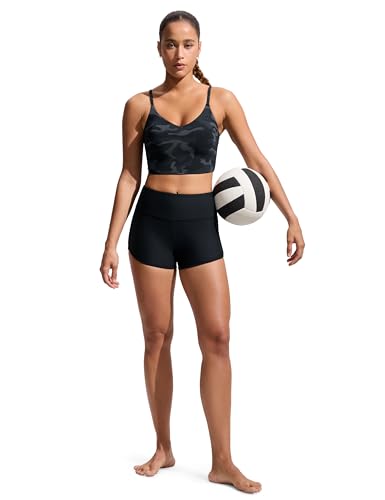 Image of CRZ YOGA V Shaped Longline Bikini Tops | Built-in Pads, A-D Cup, Cropped, Adjustable Spaghetti Straps, Swim, Bathing Suit for Women