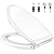 iFealClear Elongated Toilet Seat with Cover- One-click Quick Release Hinges, Slow Close and Non-Slip Toilet Seat with 2-pack Toilet Seat Bolts for Elongated or Oval Toilets, Universal Fits White