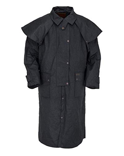 Outback Trading Company Unisex 2042 Low Rider Waterproof Breathable Full-Length Oilskin Duster Coat, Black, Small