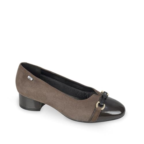  Valleverde Decoltè Donna 36376 in Camoscio Marrone Modello Casual. Una Calzatura Comoda Adatta per Tutte Le Occasioni. Autunno Inverno. EU 36