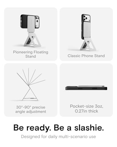 MOFT Phone Tripod Stand Selfie Stick for iPhone, Multi-Angles iPhone Stand, Lightweight & Portable Phone Holder, Strong Magnets, MOVAS Vegan Leather, Travel Essentials, Misty Cove (Without Card Slot)