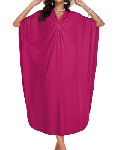 Image of Kaftan Dresses for Women V Neck Caftans Batwing Sleeve Beach Cover Ups | JILUVIN Plus Size Long Floral Print Dress, Loose Fit Maxi Casual Moomoo, Lounge House Mumu Nightgown Summer Vocation 2026