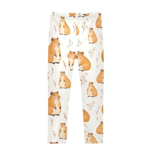 Capybara Grass Brown A Girls Leggings Athletic Pants Tights Stretch Bottom