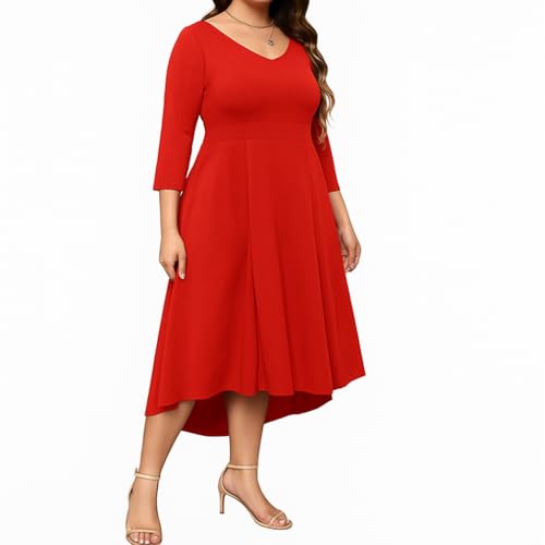 Image of C4D Women Plus Size V-Neck Party Cocktail High-Low Maxi Dress