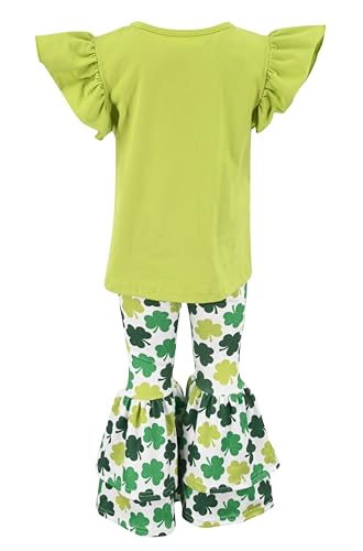 Image of Unique Baby 2 Piece Girls Double Bell Bottom Leggings Outfit with Short Sleeved Shirt Kid and Toddler Clothes Set