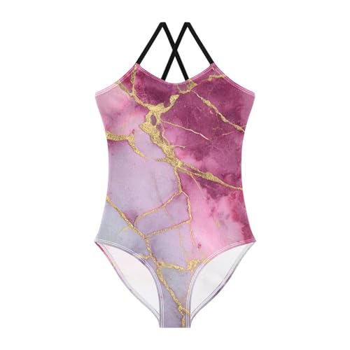 susiyo Watercolor Clip Art Girls One Piece Swimsuits with Adjustable Straps Bathing Suits for 3-10 Years Old