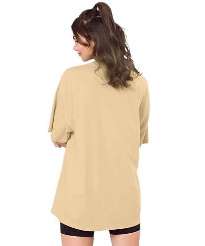 Image of SHODOX Women's Cotton Blend Oversized Drop Shoulder Solid T-Shirt(Pack of 1)
