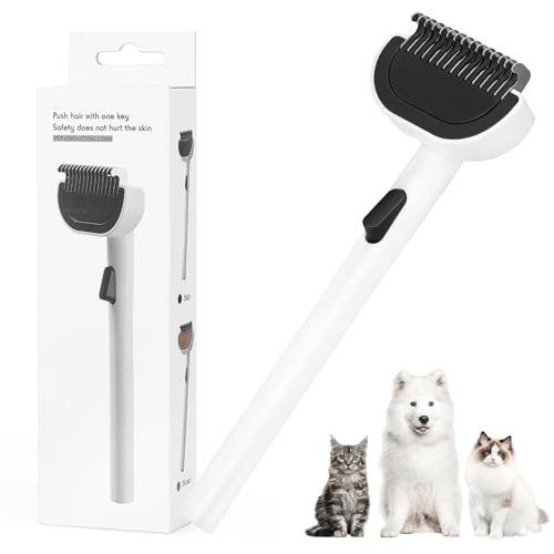 Euqvunn Pettine Dematting per Animali a Pelo Lungo – Cardatore per Cani con Rilascio dei Peli a Un Clic, Pettine per Cani e Gatti Contro i Nodi, Rimuove Sottopelo, Peli Sciolti & Grovigli