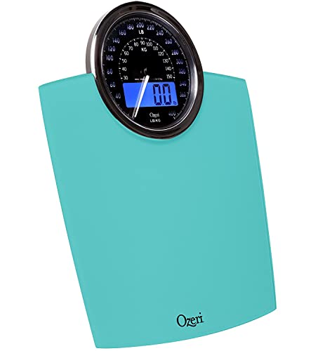 Ozeri Rev 400 Lbs (180 Kg) Bathroom Scale With Electro-Mechanical Weight Dial And 50 Gram Sensor Technology (0.1 Lbs / 0.05 Kg), Teal Blue #TOP5