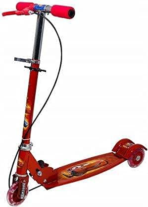 Big Toys�Kid's 3 Wheeler Scooter with LED Lights, Brake, Bells and Adjustable Heights ( RED Color )