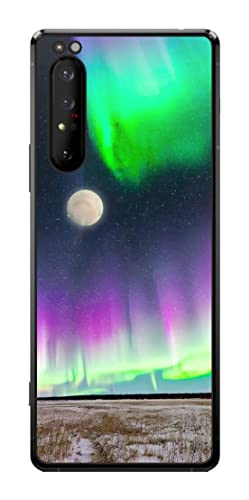 ClearView(クリアビュー) Sony Xperia 1 II用 プリント 背面 保護 フィルム 月とオーロラ