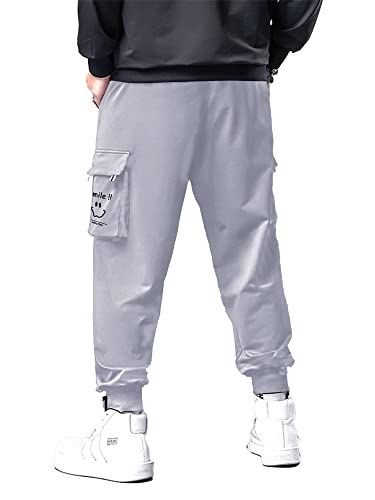 Image of Jump Cuts Mens Printed Black and White Loose Fit Polyester Cargo Pant