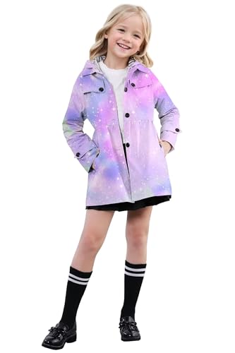 Image of SANGTREE Girl's Waterproof Trench Coat Hooded Lightweight Windbreaker Rain Jackets