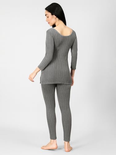 Image of Lux Cozi HEATEK Round Neck 3 /4 Sleeve Top and Bottom Thermal Set for Women | Women Thermal Set
