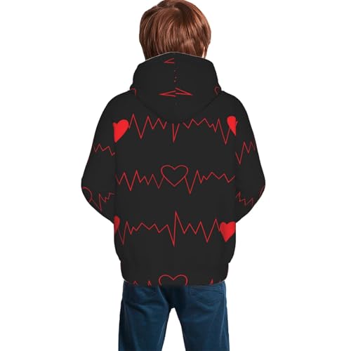 Cardiogram and Heart Kid Hoodies Boys Sweatshirts Girls Pullover with Pocket4