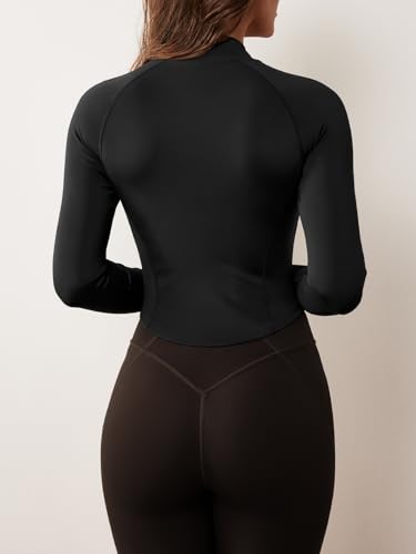 GYM RAINBOW Women's Zip Up Workout Jacket Lightweight Slim Fit Athletic Jacket Cropped Running Gym Tops with Thumb Holes3